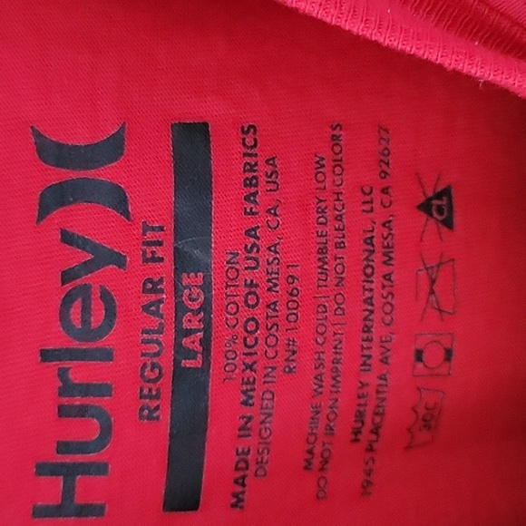 Hurley men's regular fit color red black white size L - Picture 5 of 8